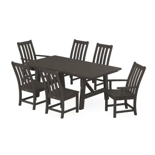 POLYWOOD Vineyard 7-Piece Rustic Farmhouse Dining Set in Vintage Finish