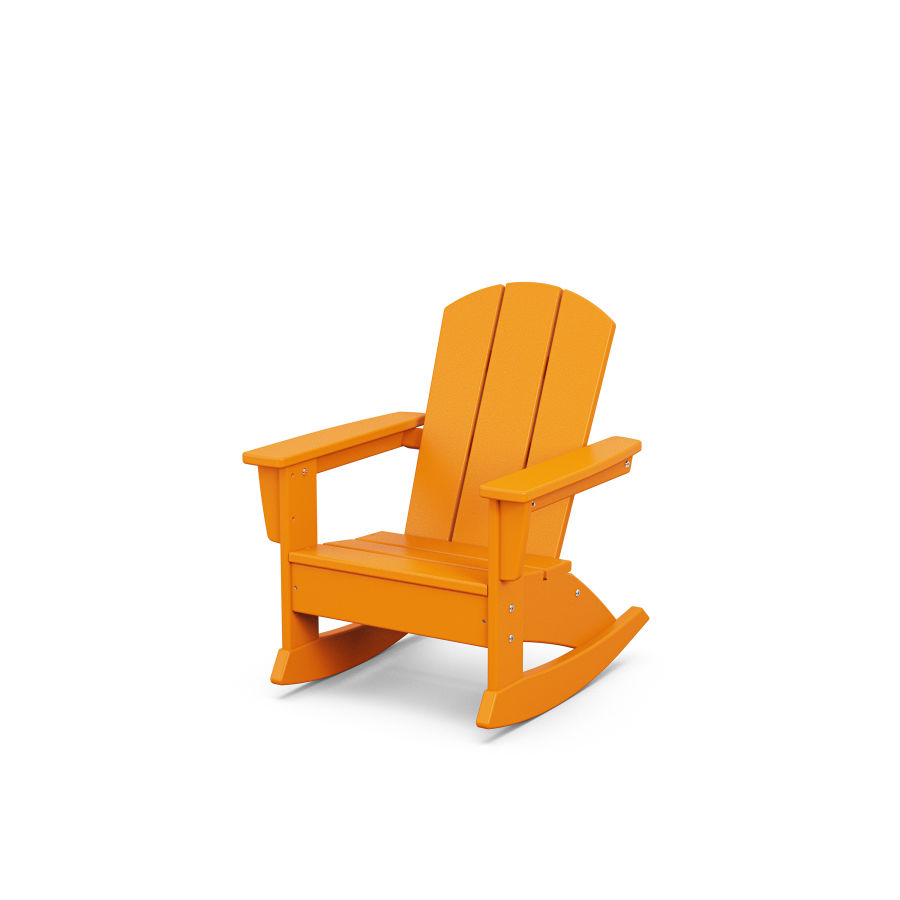 POLYWOOD Kids Nautical Adirondack Rocking Chair in Tangerine