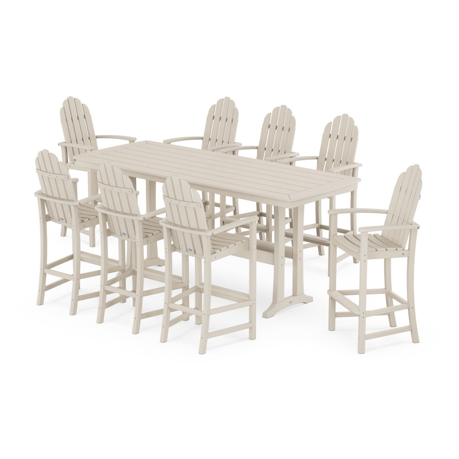 POLYWOOD Classic Adirondack 9-Piece Bar Set with Trestle Legs in Sand