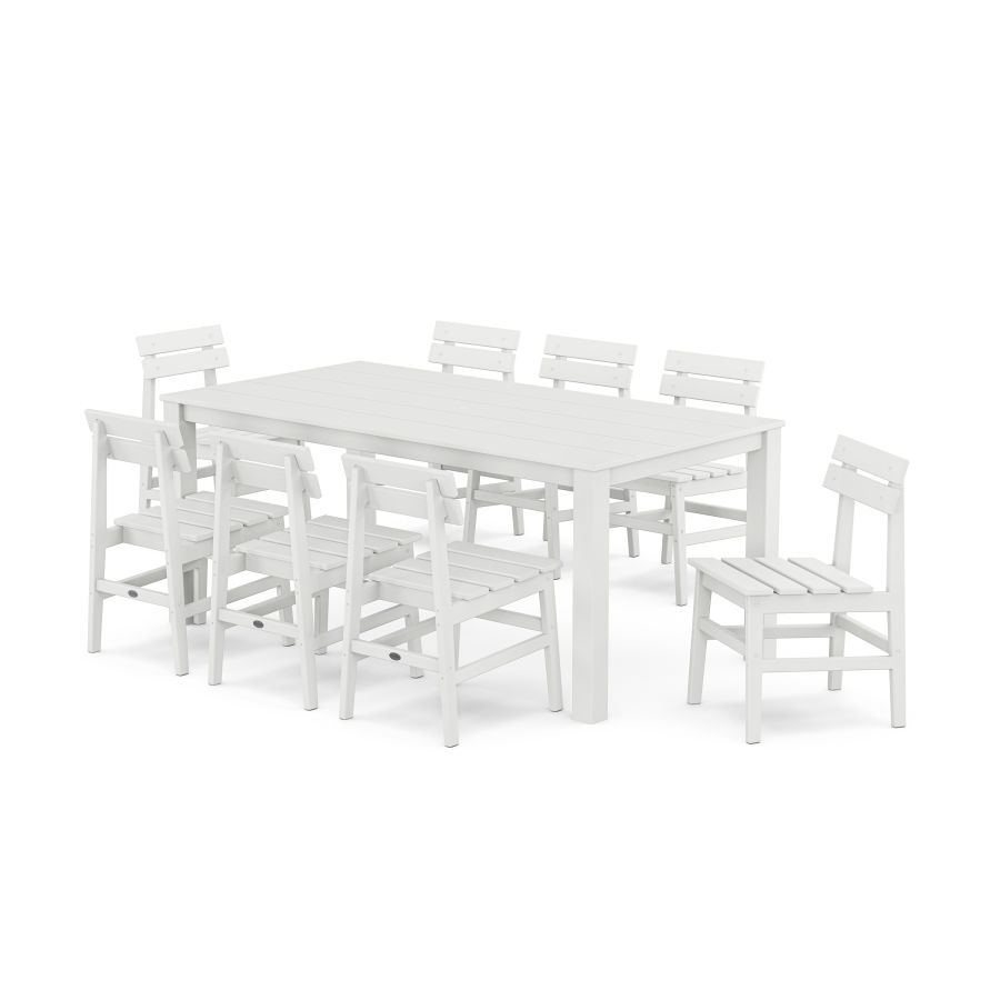 POLYWOOD Modern Studio Plaza Chair 9-Piece Parsons Dining Set in White