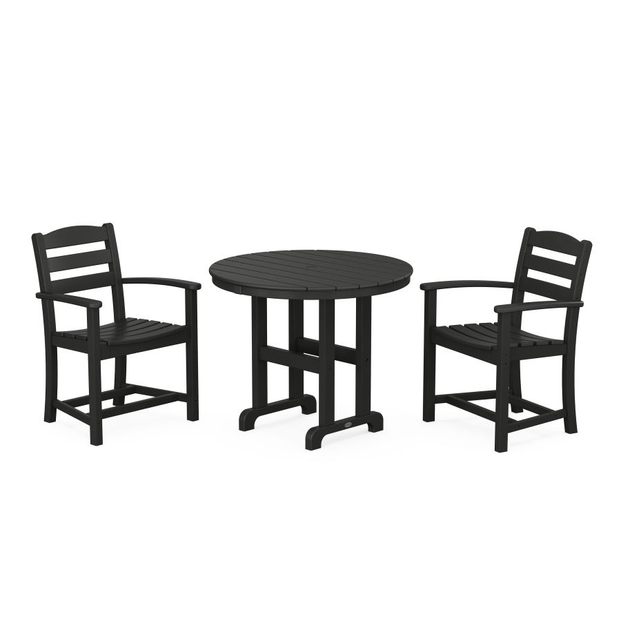 POLYWOOD La Casa Café 3-Piece Round Dining Set in Black