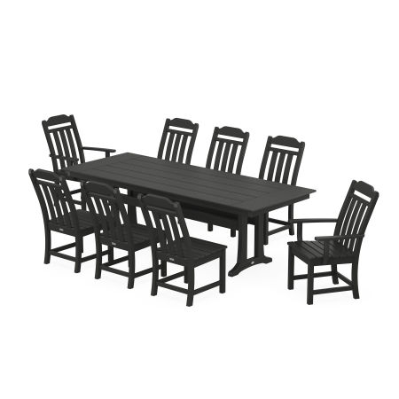 Country Living 9-Piece Farmhouse Dining Set with Trestle Legs in Black