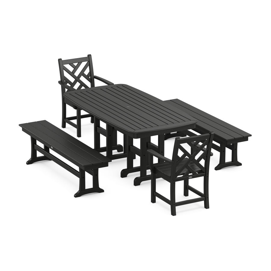 POLYWOOD Chippendale 5-Piece Dining Set in Black
