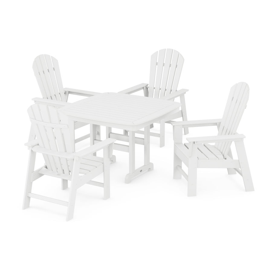 POLYWOOD South Beach 5-Piece Dining Set with Trestle Legs in White