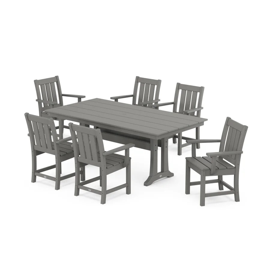 POLYWOOD Oxford Arm Chair 7-Piece Farmhouse Dining Set with Trestle Legs