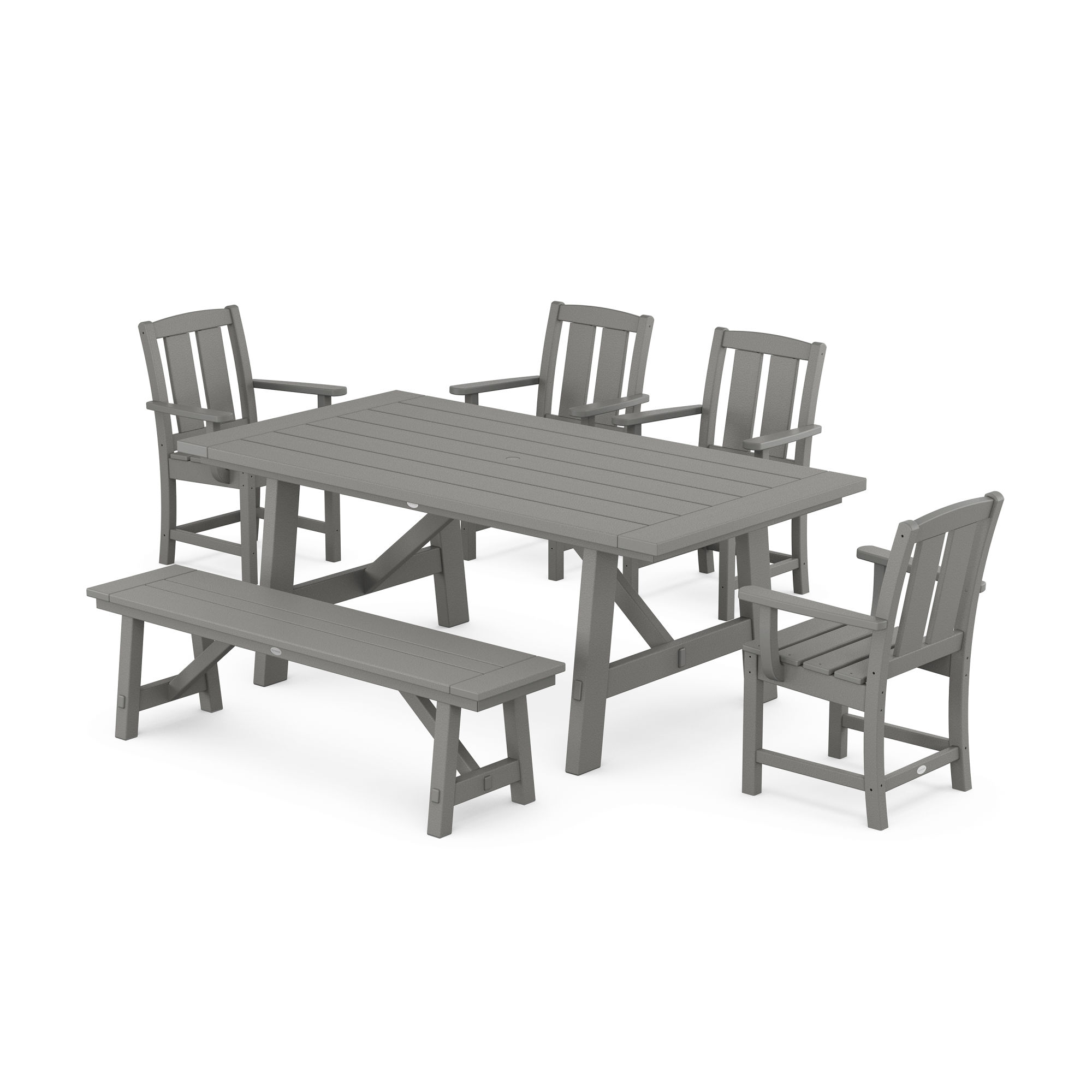 POLYWOOD® Mission 6Piece Rustic Farmhouse Dining Set with Bench