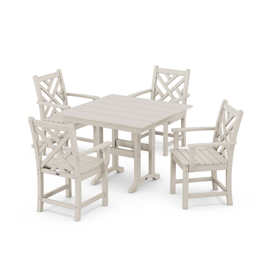 POLYWOOD Chippendale 5-Piece Farmhouse Dining Set in Sand