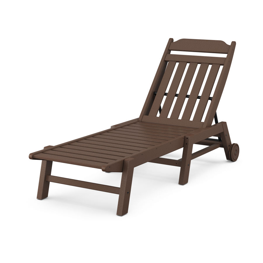 POLYWOOD Country Living Chaise with Wheels in Mahogany