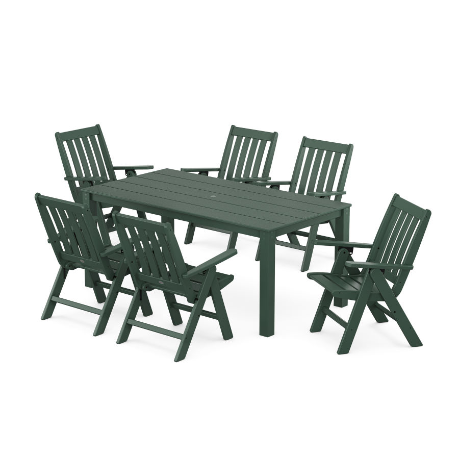 POLYWOOD Vineyard Folding Chair 7-Piece Parsons Dining Set in Green