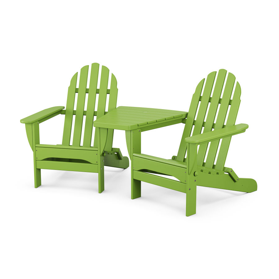POLYWOOD Classic Folding Adirondacks with Connecting Table in Lime