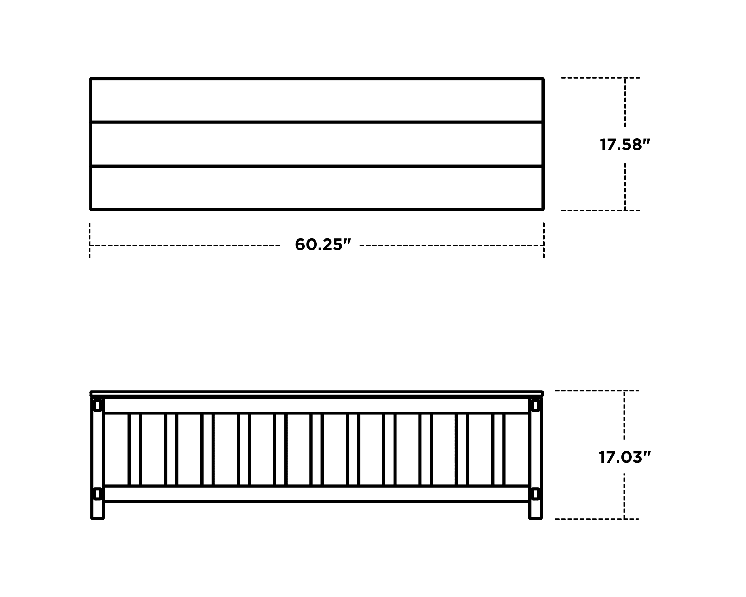 Dimensions for Acadia 60" Storage Bench