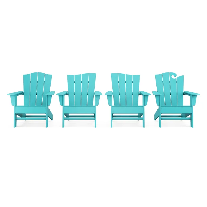 POLYWOOD Wave Collection 4-Piece Adirondack Chair Set