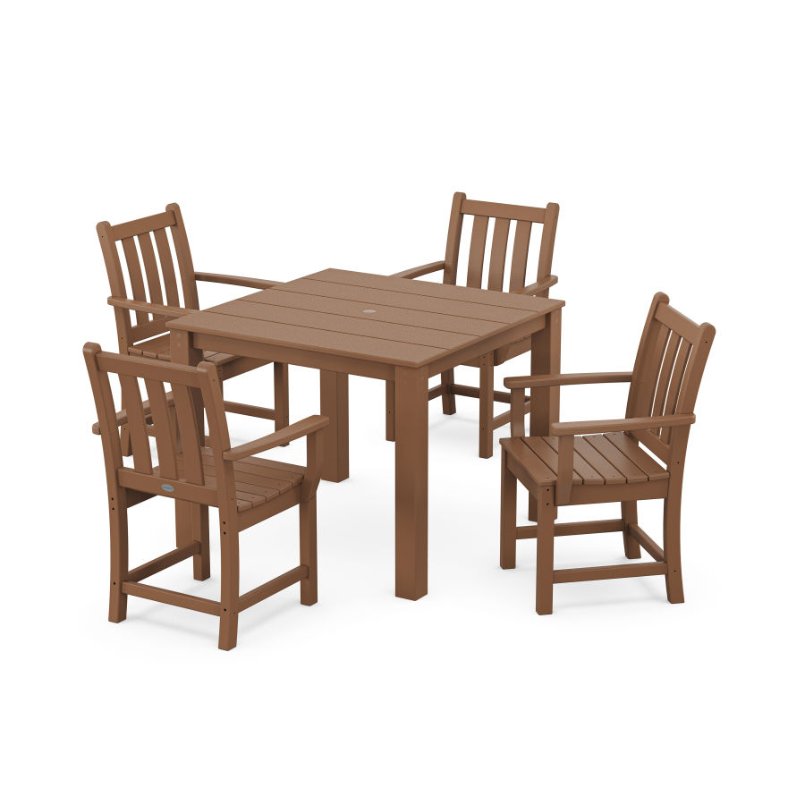 POLYWOOD Traditional Garden 5-Piece Parsons Dining Set in Teak