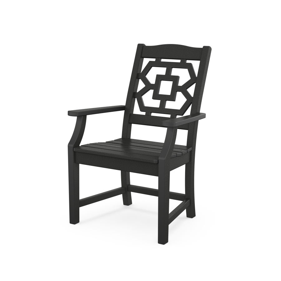 POLYWOOD Chinoiserie Dining Arm Chair in Black