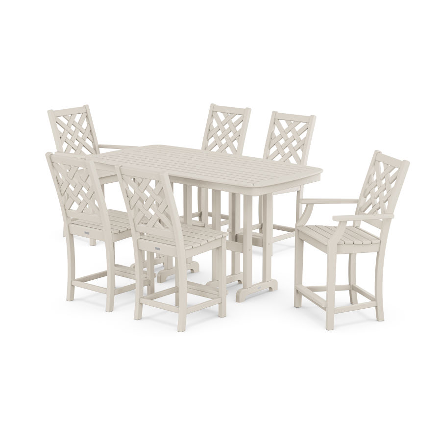 POLYWOOD Wovendale 7-Piece Counter Set in Sand