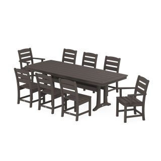 Lakeside 9-Piece Dining Set with Trestle Legs in Vintage Finish
