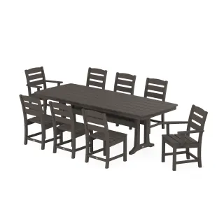 POLYWOOD Lakeside 9-Piece Dining Set with Trestle Legs in Vintage Finish