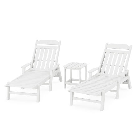 Country Living 3-Piece Chaise Set with Arms in White