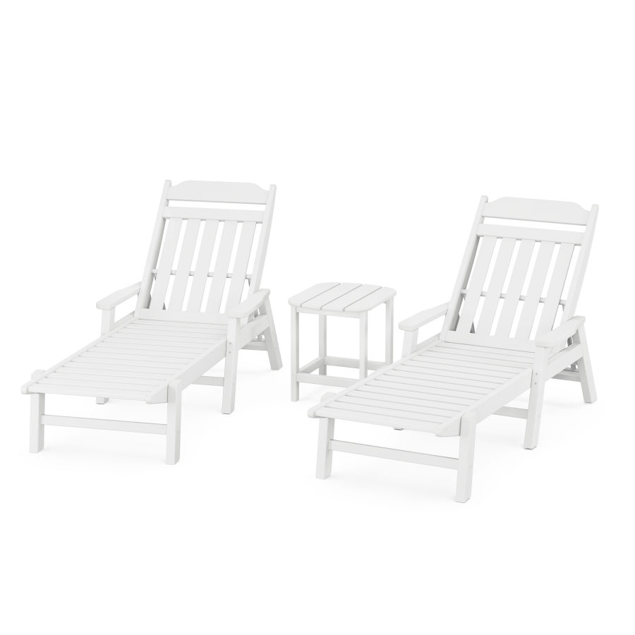 POLYWOOD Country Living 3-Piece Chaise Set with Arms in White