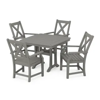 POLYWOOD Braxton 5-Piece Dining Set with Trestle Legs