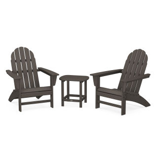 POLYWOOD Vineyard 3-Piece Adirondack Set with South Beach 18" Side Table in Vintage Finish