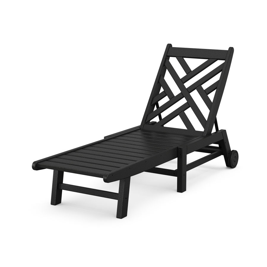 POLYWOOD Chippendale Chaise with Wheels in Black