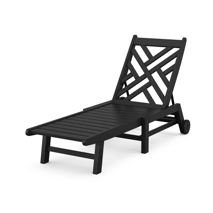 POLYWOOD Chippendale Chaise with Wheels in Black