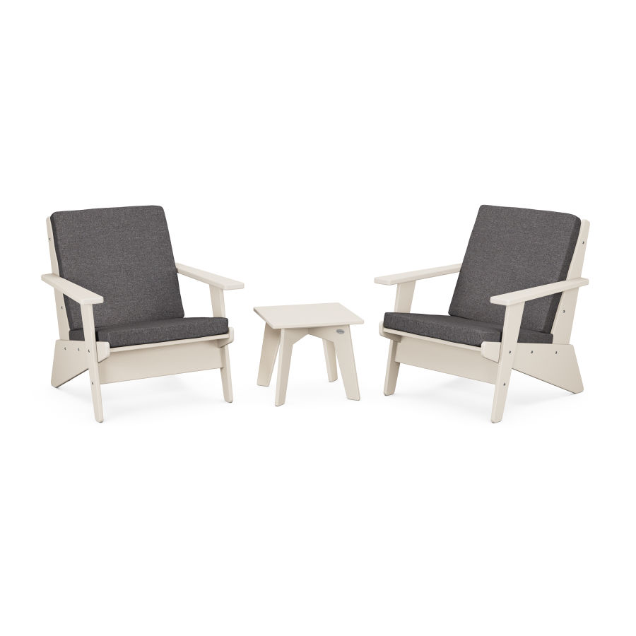 POLYWOOD Riviera Modern Lounge 3-Piece Set in Sand / Antler Charcoal