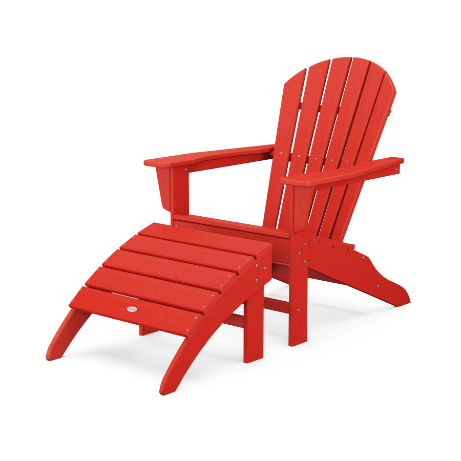 POLYWOOD South Beach Adirondack 2-Piece Set in Sunset Red