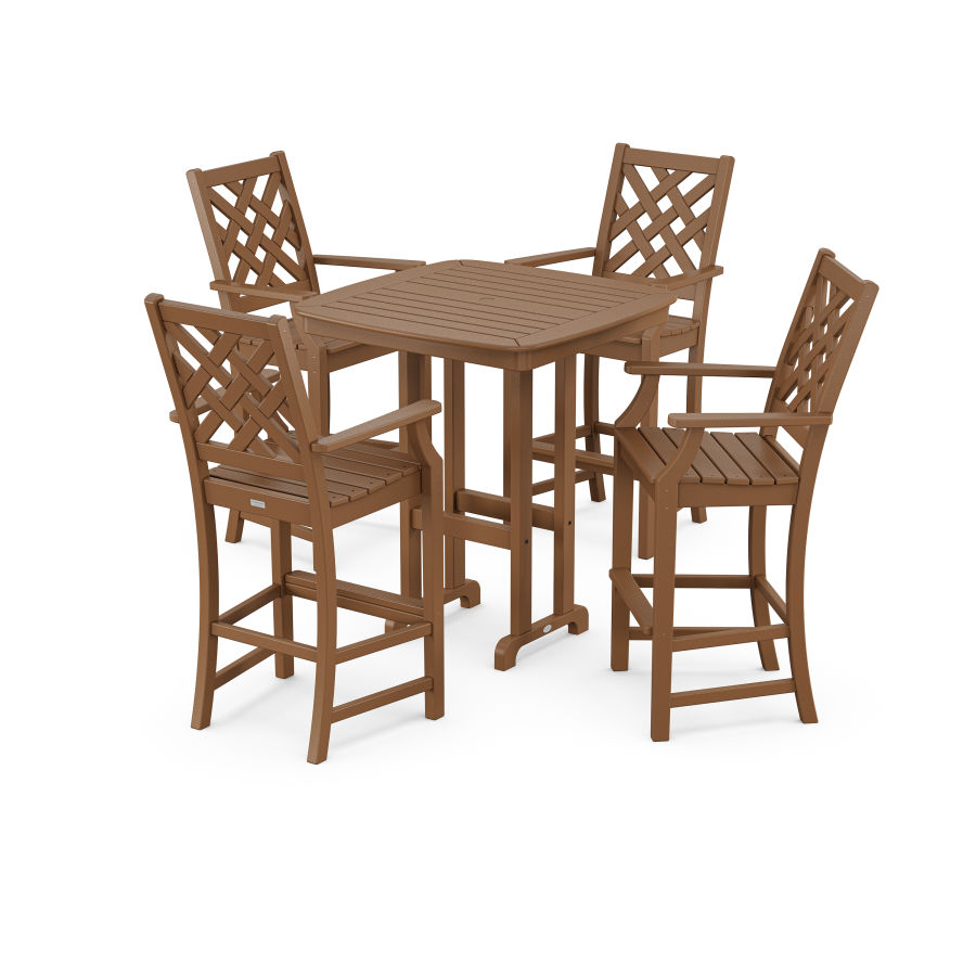 POLYWOOD Wovendale 5-Piece Bar Set in Teak