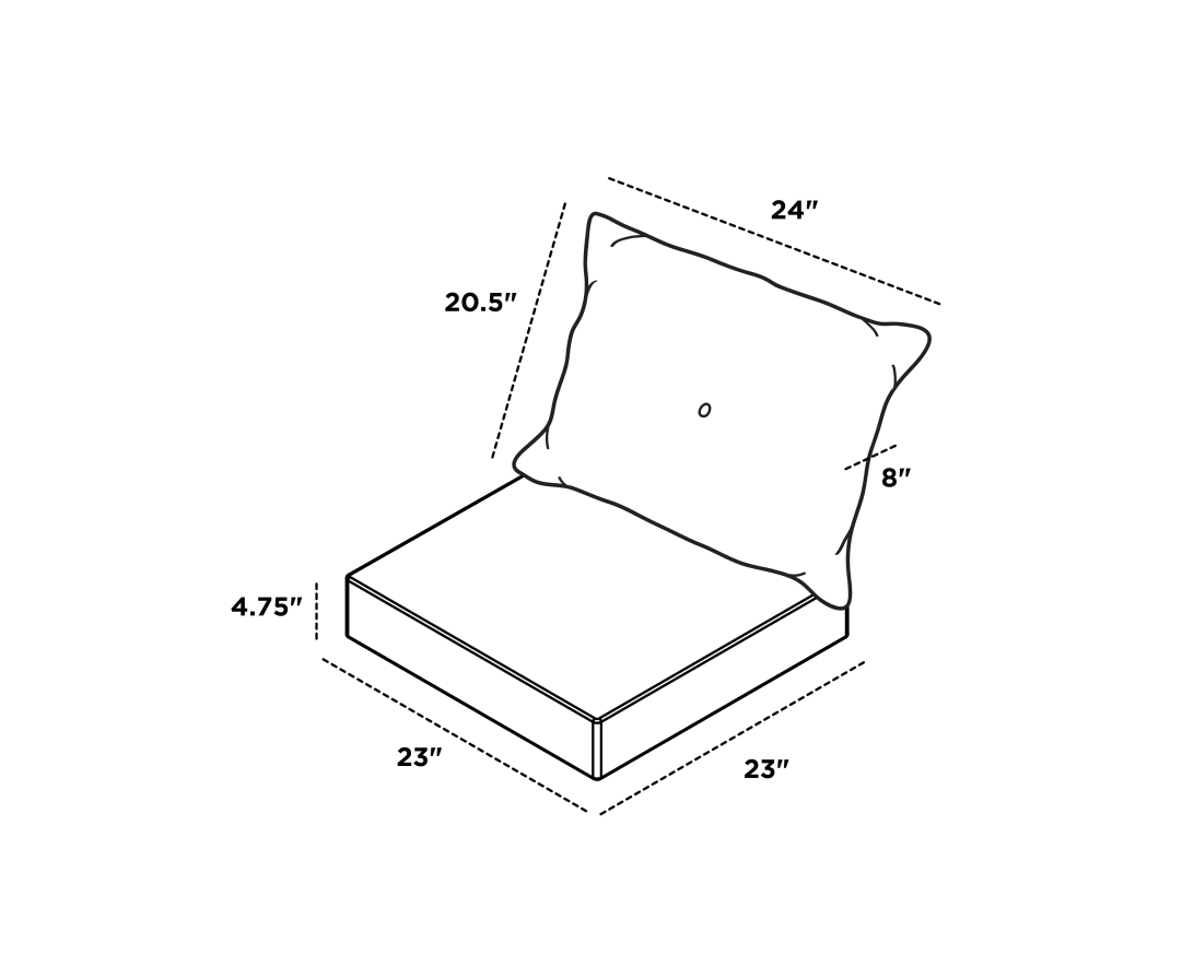 Dimensions for Vineyard Seat/Back Cushion