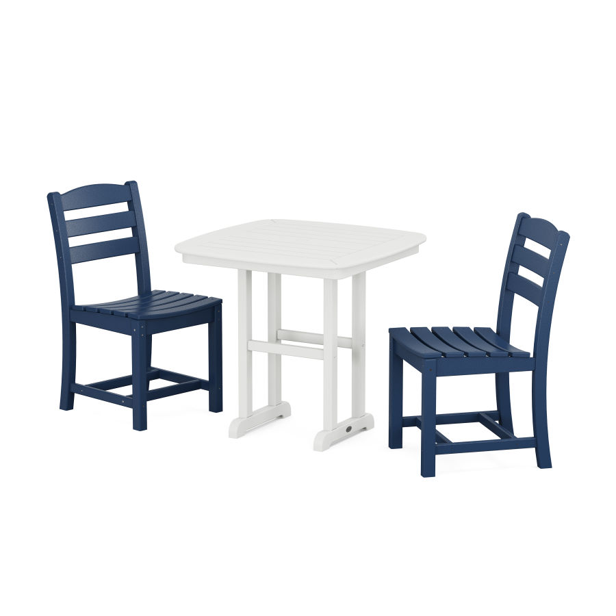 POLYWOOD La Casa Café Side Chair 3-Piece Dining Set in Navy / White