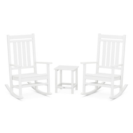 Estate 3-Piece Rocking Chair Set with Long Island 18" Side Table in White