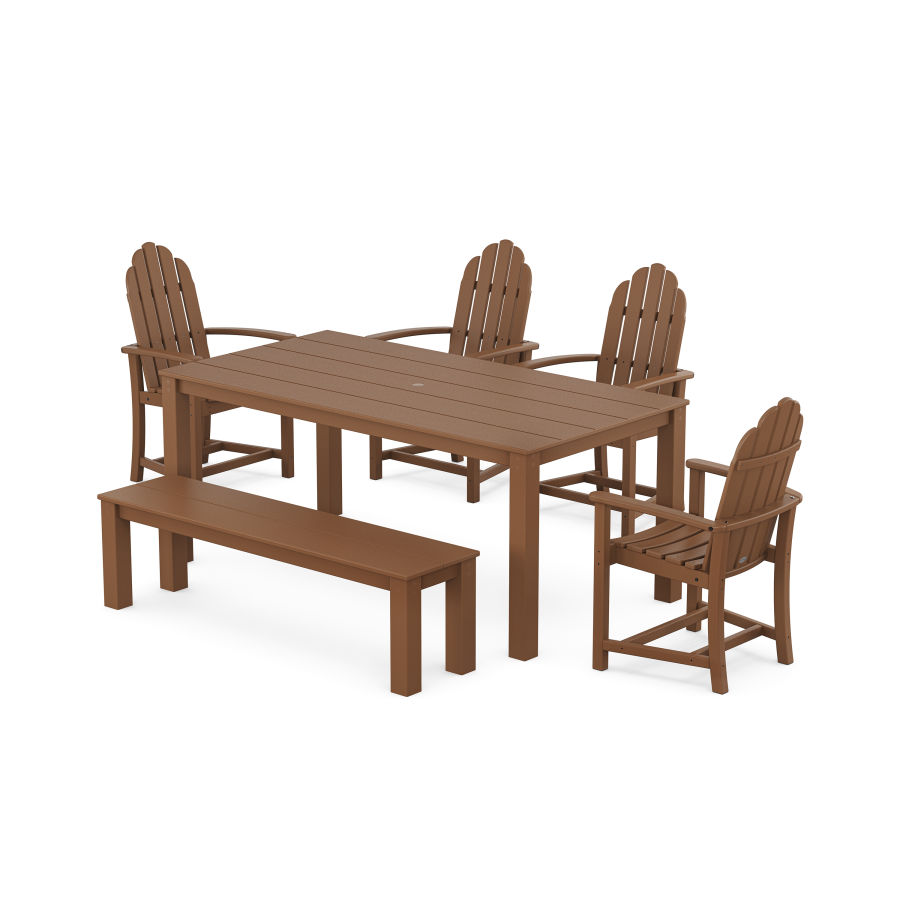 POLYWOOD Classic Adirondack 6-Piece Parsons Dining Set with Bench in Teak