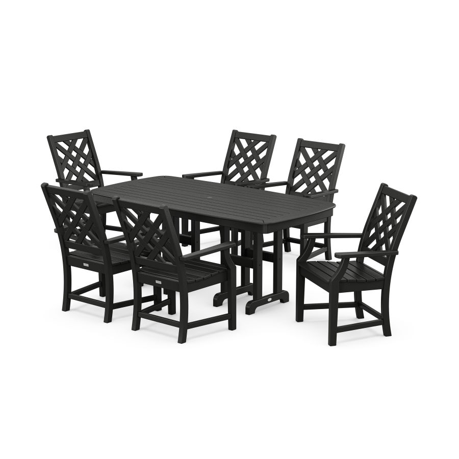 POLYWOOD Wovendale Arm Chair 7-Piece Dining Set in Black