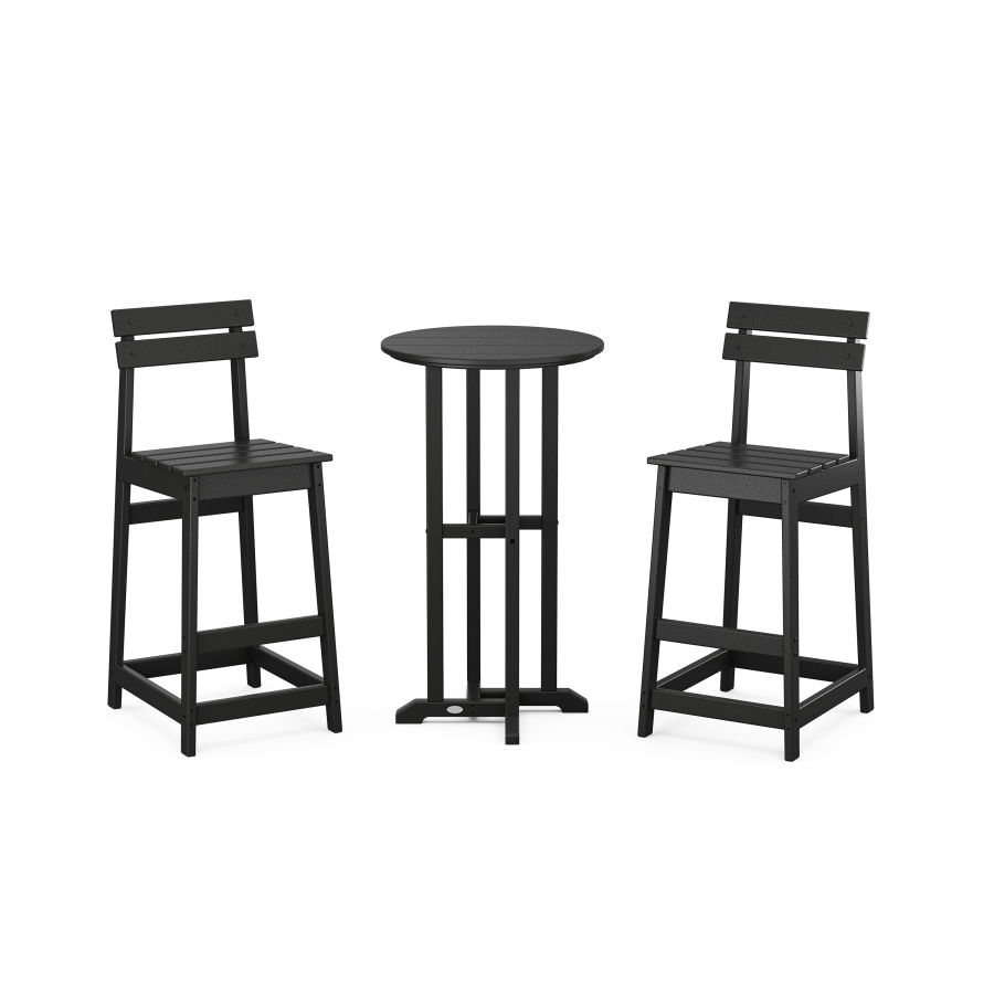 POLYWOOD Modern Studio Plaza Bar Chair 3-Piece Bistro Set in Black