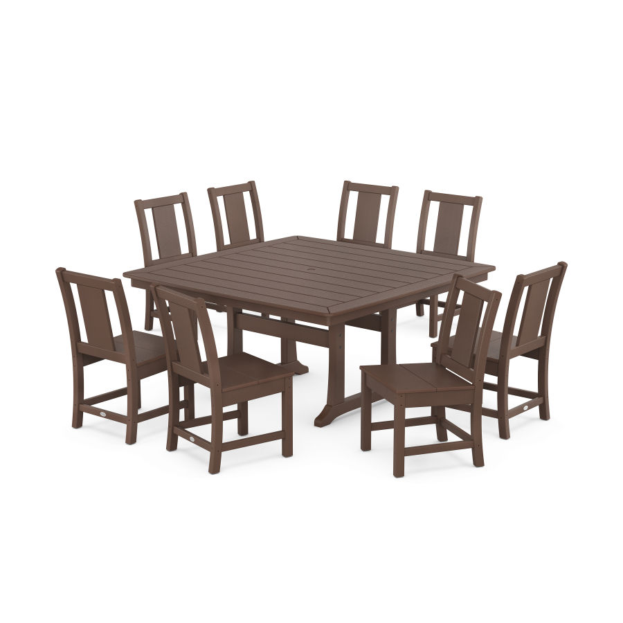 POLYWOOD Prairie Side Chair 9-Piece Square Dining Set with Trestle Legs in Mahogany
