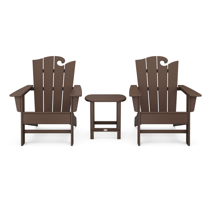 POLYWOOD Wave 3-Piece Adirondack Set with The Ocean Chair