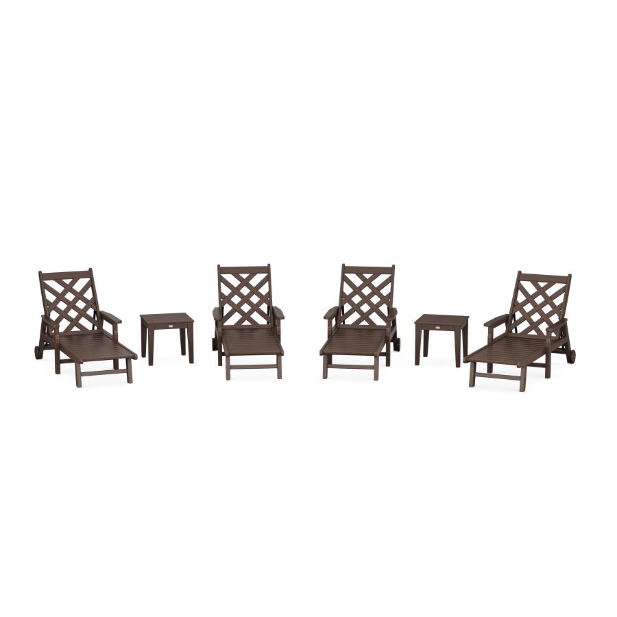 POLYWOOD Wovendale 6-Piece Chaise Set with Arms and Wheels in Mahogany