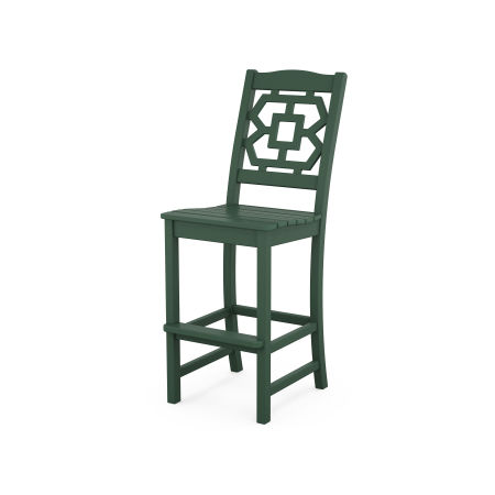 POLYWOOD Chinoiserie Bar Side Chair in Green