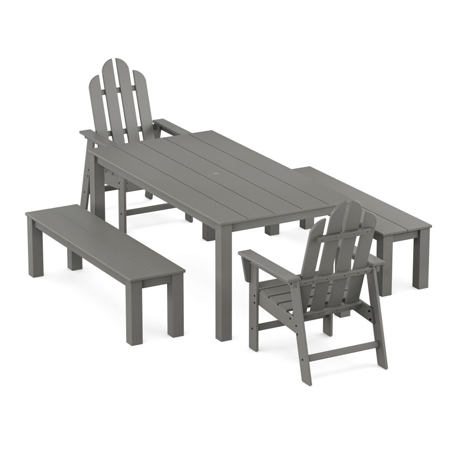 POLYWOOD Long Island 5-Piece Parsons Dining Set with Benches