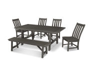 POLYWOOD® Vineyard 6-Piece Rustic Farmhouse Side Chair Dining Set with ...