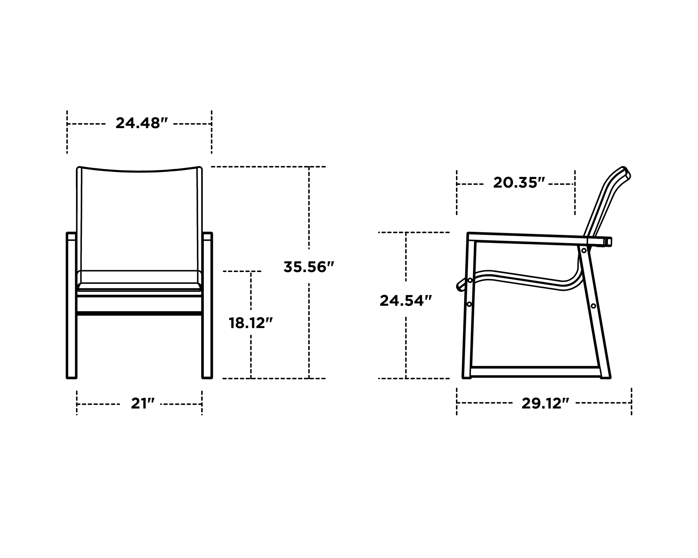 Dimensions for EDGE Woven Dining Arm Chair