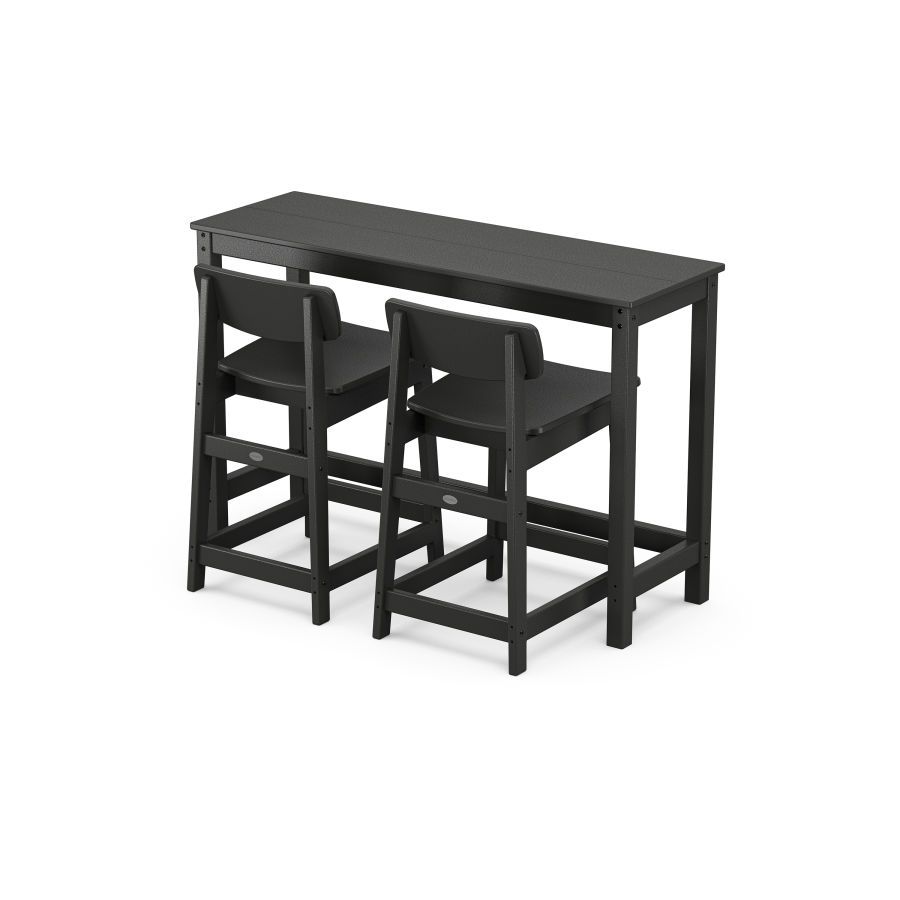 POLYWOOD Modern Studio Urban Lowback Counter Chair 3-Piece Balcony Set in Black