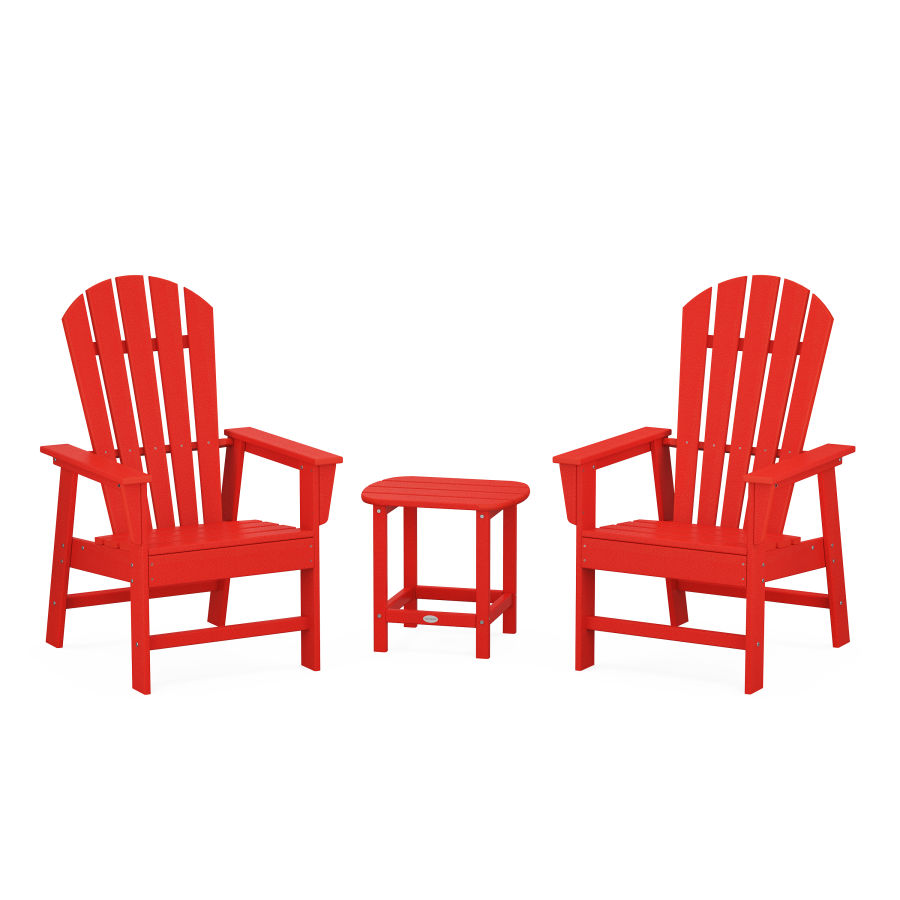 POLYWOOD South Beach Casual Chair 3-Piece Set with 18" South Beach Side Table in Sunset Red