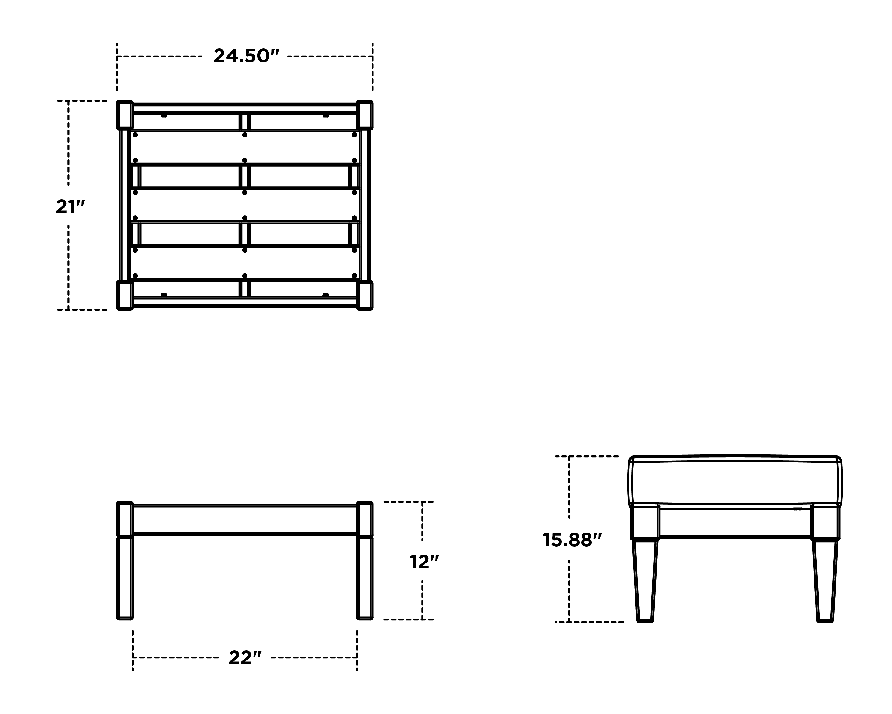 Dimensions for Estate Lounge Ottoman