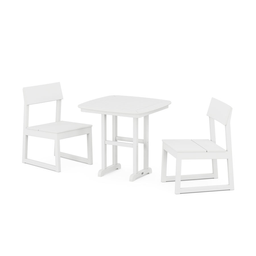 POLYWOOD EDGE Side Chair 3-Piece Dining Set in White