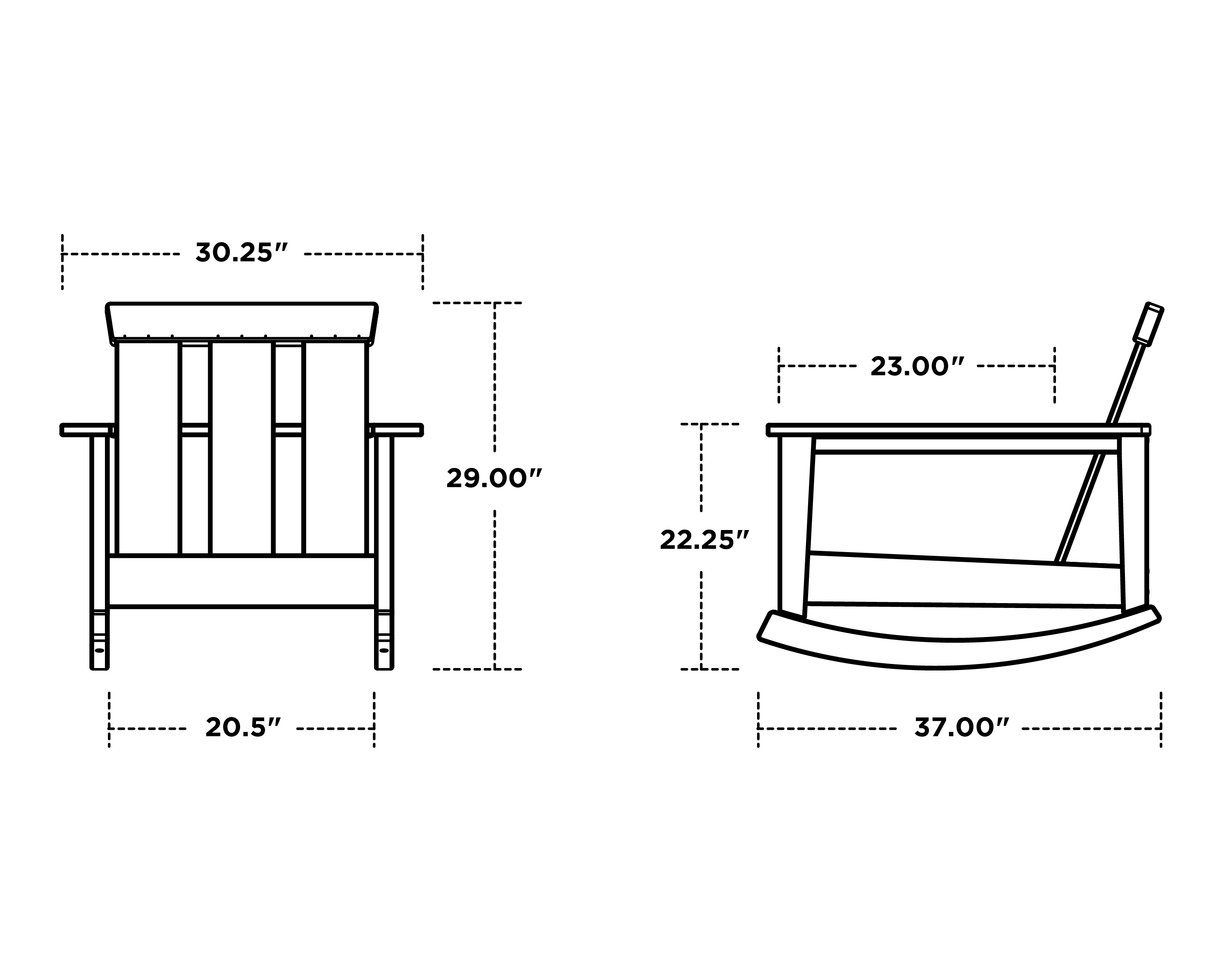 Dimensions for Prescott Deep Seating Rocking Chair Frame