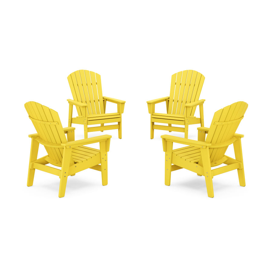 POLYWOOD 4-Piece Nautical Grand Upright Adirondack Chair Conversation Set in Lemon