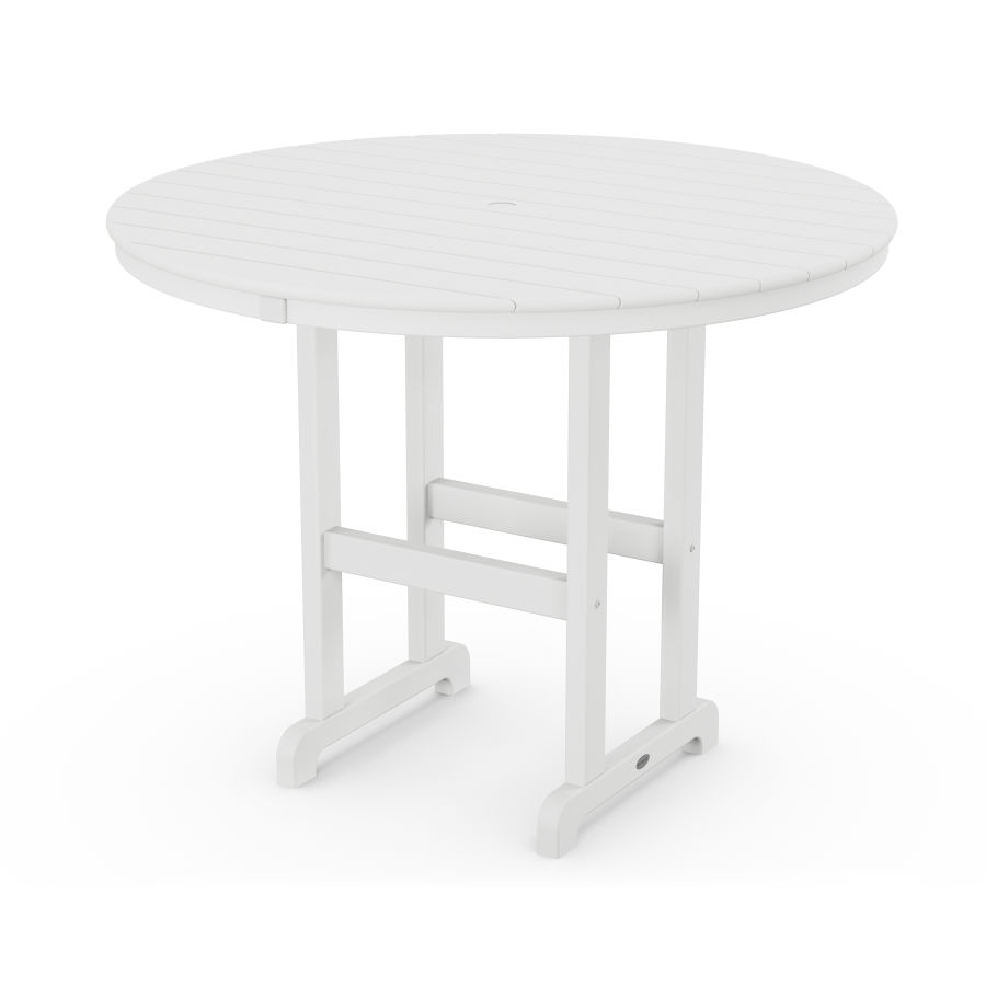 POLYWOOD 48" Round Farmhouse Counter Table in White